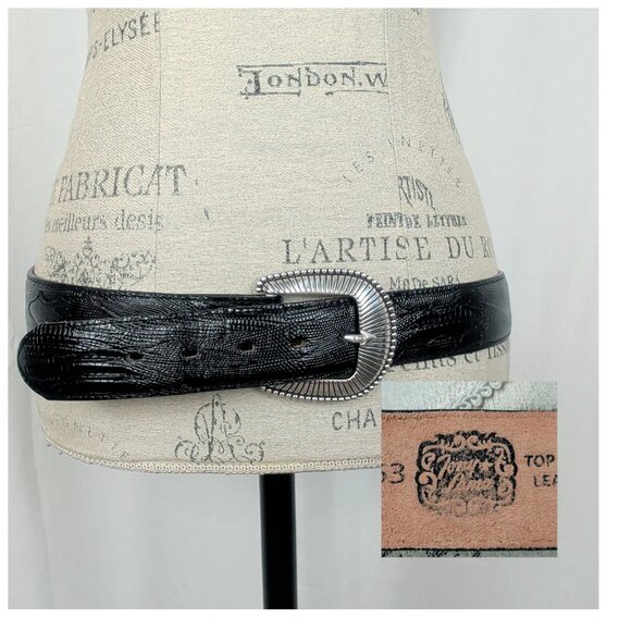 Vintage Tony Lama Black Leather Belt 38 Large Western main image 8